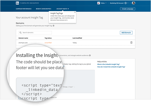 Visuel Insight Tag Linkedin magnifying glass