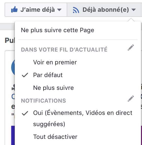 Visuel activer voir en premier sur Facebook