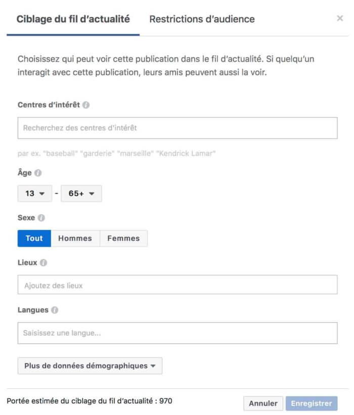 Ciblage posts organiques Visuel ciblage posts organiques