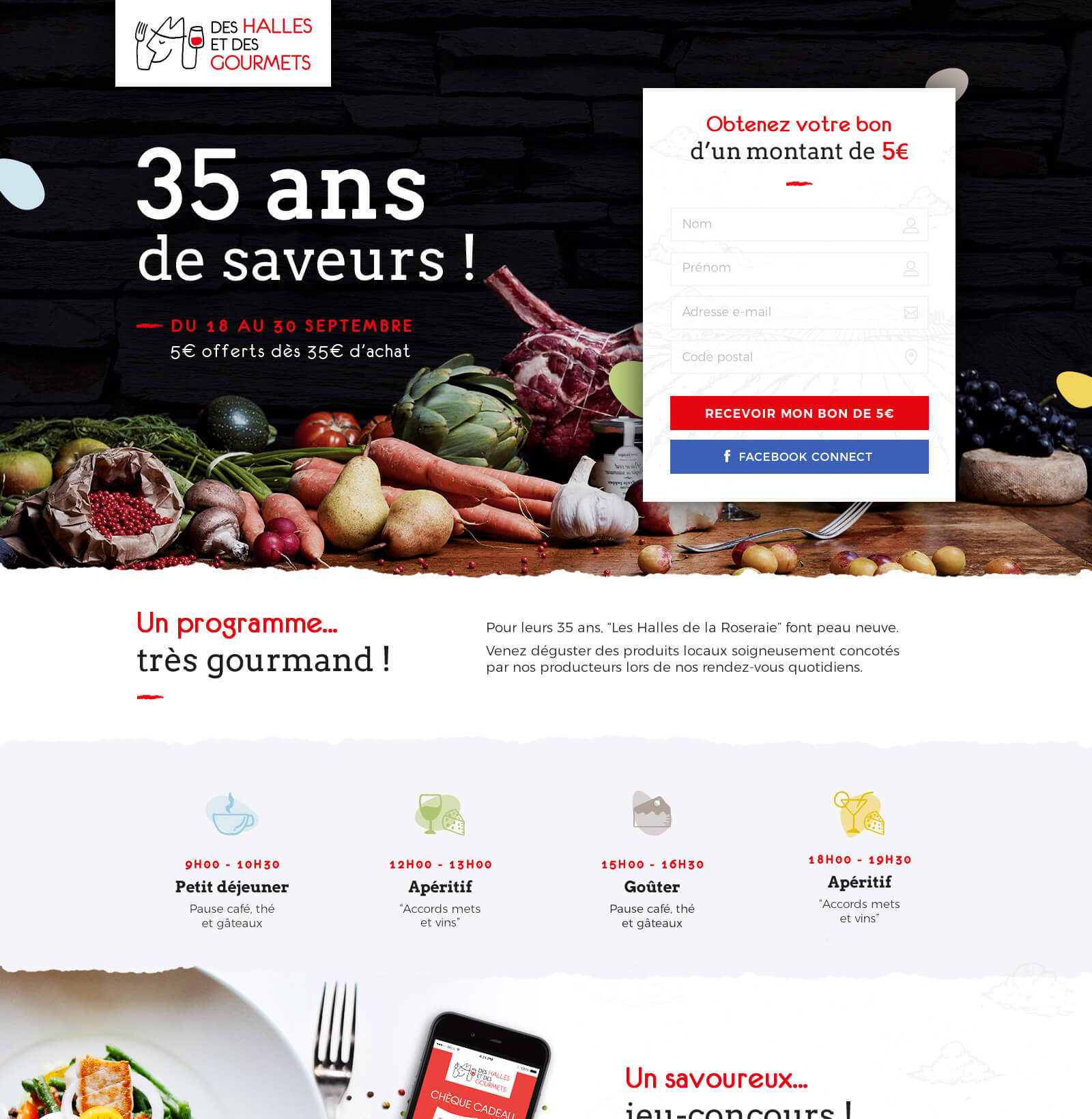 des halles et des gourmets landing page trafic