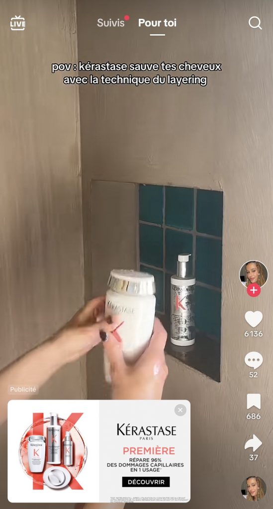 Publicité Tiktok Kérastase 