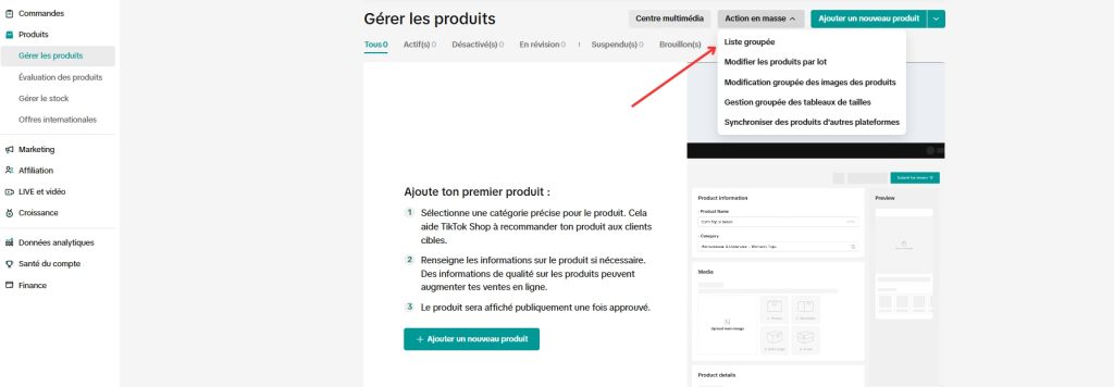 Ajouter produit en masse en importation CSV